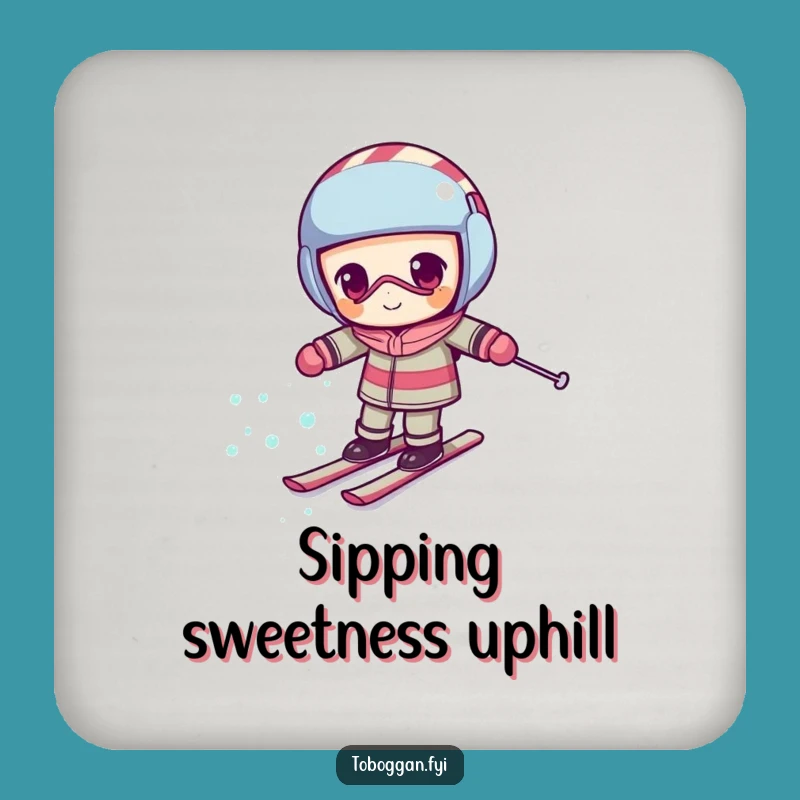 Funny Candy Cane Skiing Coasters - Protect Surfaces with Humor