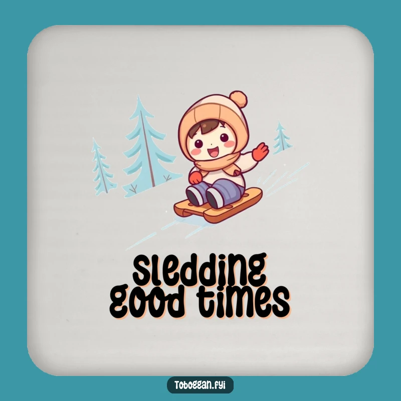 Funny Cute Sledding Character Coaster - Winter Table Protection