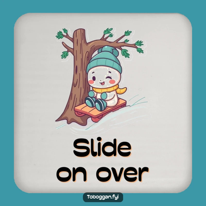 Funny Toboggan Tree Dodge Coasters: Protect Surfaces with Winter Fun, Set of Funny Gifts