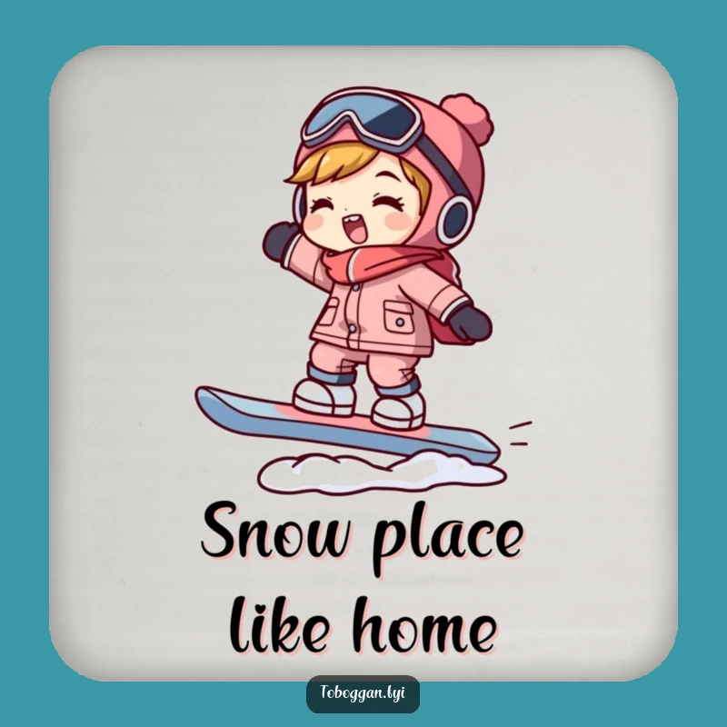 Funny Snowboarder Drink Coaster: Hilarious Character Balancing Table Protector Gift!