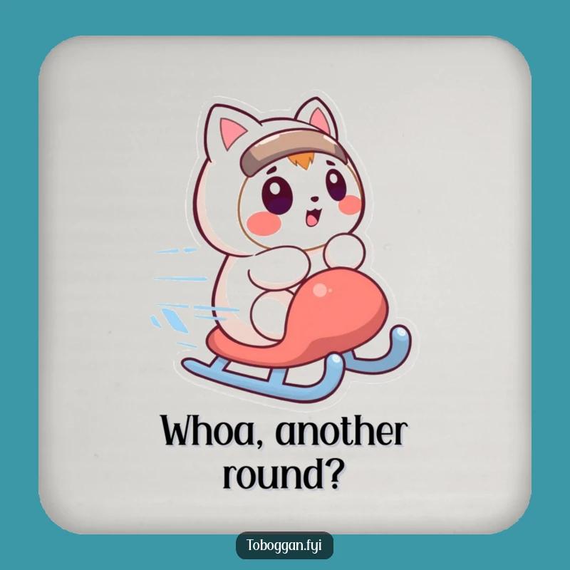 Funny Surprised Sledding Character Coaster Set: Winter Drink Gift