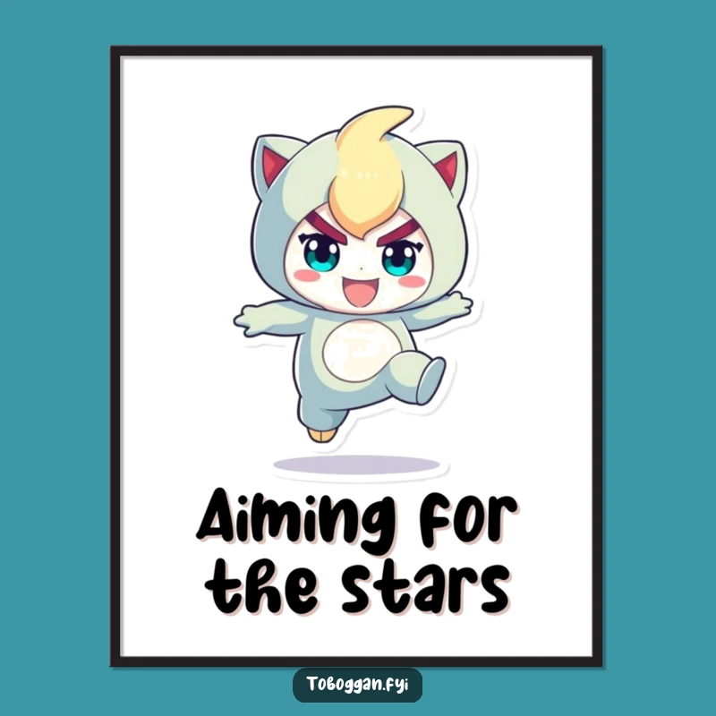 Funny Action Jumper Poster: Determined Leap Art, Motivational Decor Gift!