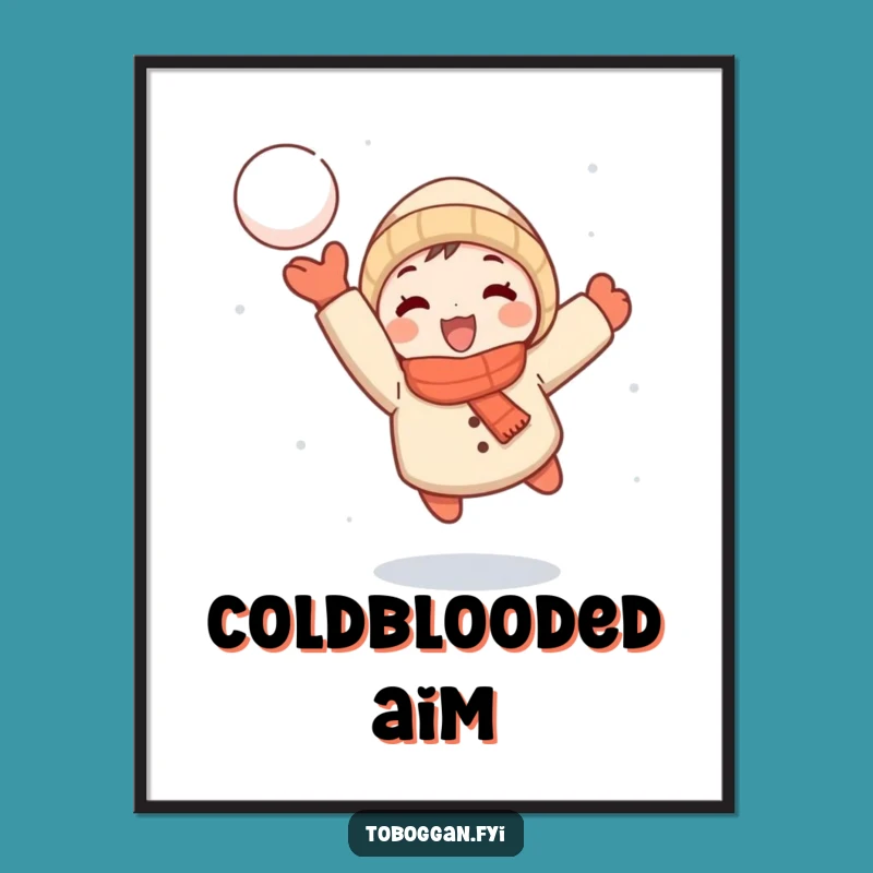 Funny Snowball Thrower Poster: Decorate with Winter Action & Joy!