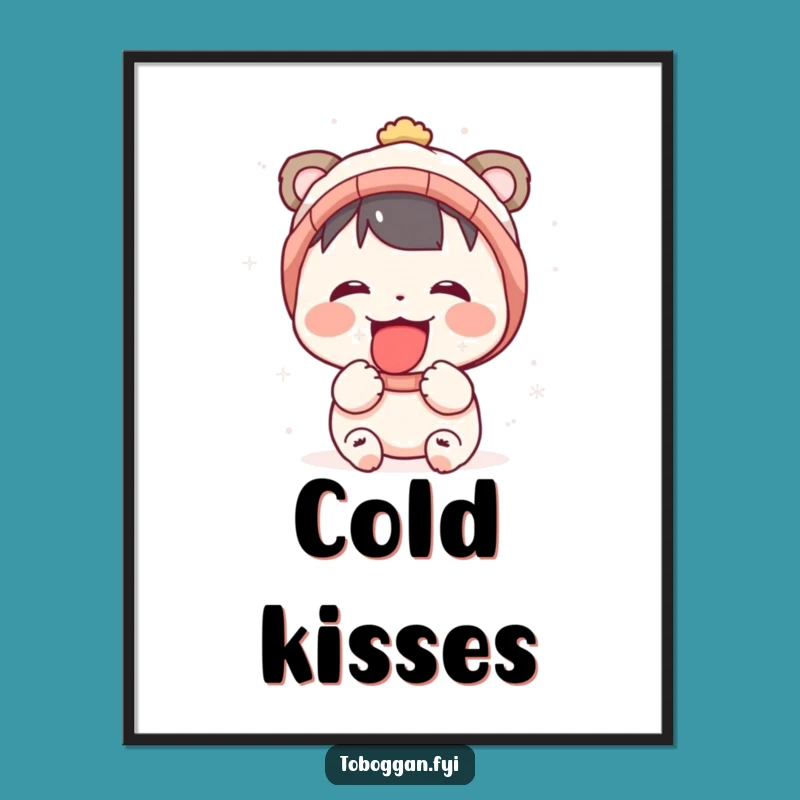 Funny Snow Catcher Poster: Joyful Character's Artistic Winter Scene Gift