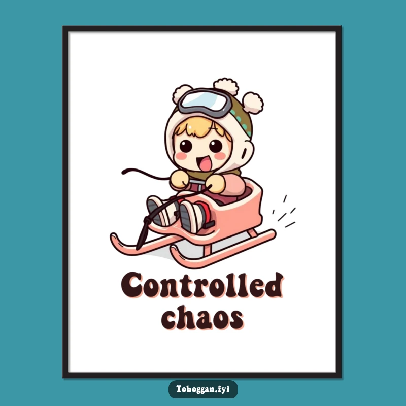 Dynamic Funny Out-of-Control Sledder Poster: Decorate with Hilarious Action
