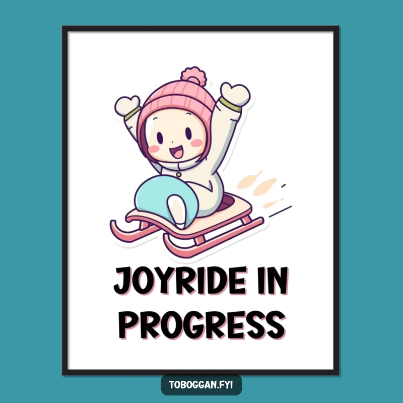 Funny Downhill Sledding Poster: Capture the Thrill of Winter Fun