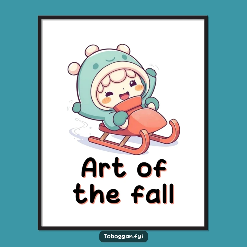 Funny Falling Off Sled Poster - Comical Winter Mishap Art Gift