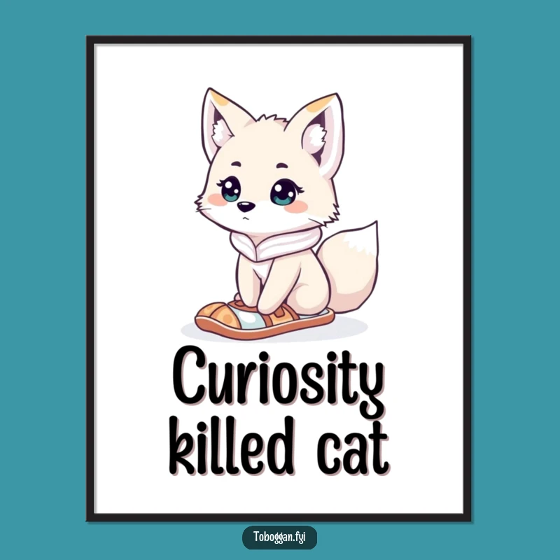 Funny Lost Fox Poster - Curious Arctic Art Print Gift