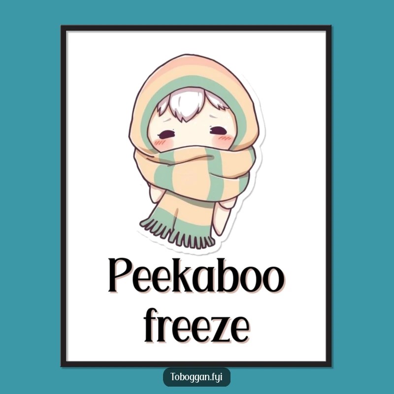 Funny Scarf Monster Poster: Peek-a-Boo Character's Whimsical Art Gift