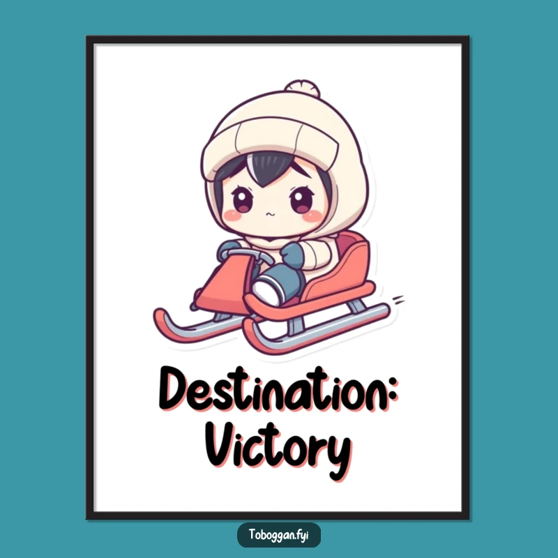 Funny Sled Steering Poster: Focused Character Art, Hilarious Winter Decor Gift