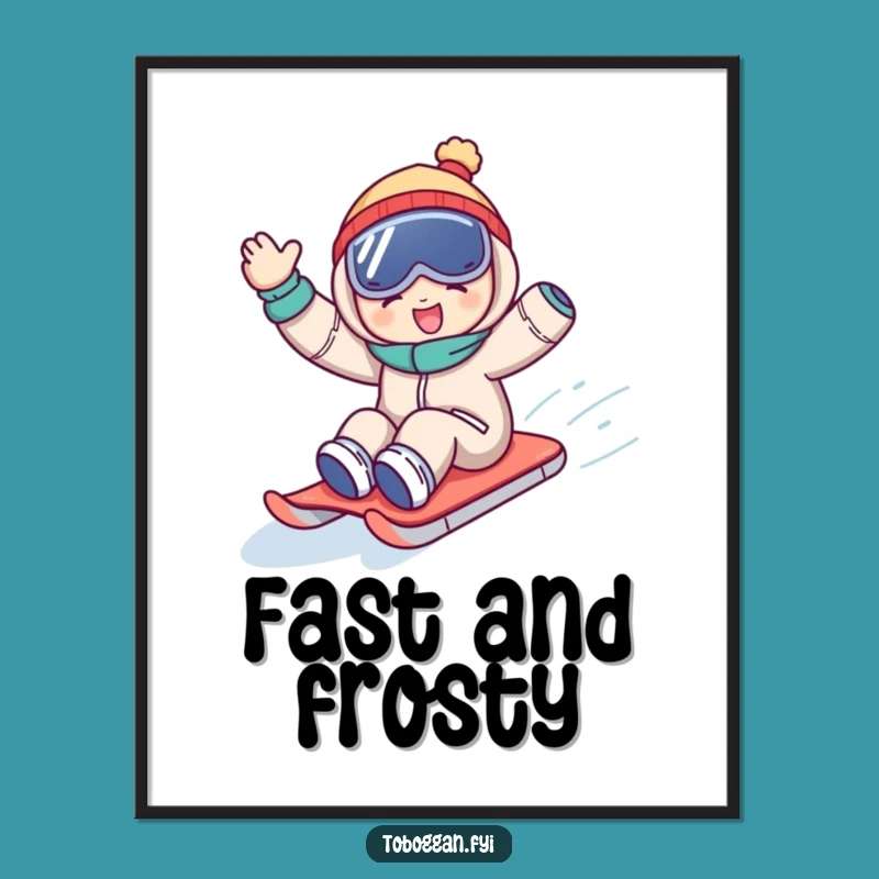 Funny Sledding Poster: Joyful Wave Downhill Art, Hilarious Wall Decor Gift!