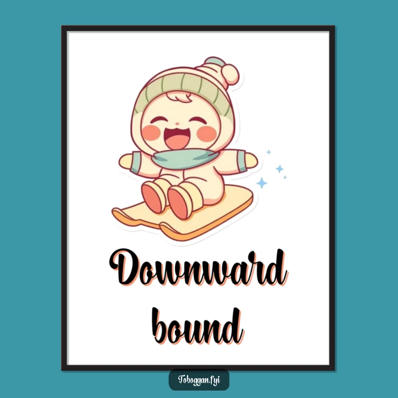 Funny Snow Slope Poster: Vibrant Art of Character Laughing Downhill, Wall Decor Gift