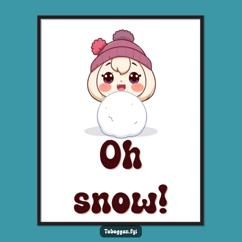 Funny Snowball Surprise Poster: Shocked Character's Winter Art Gift