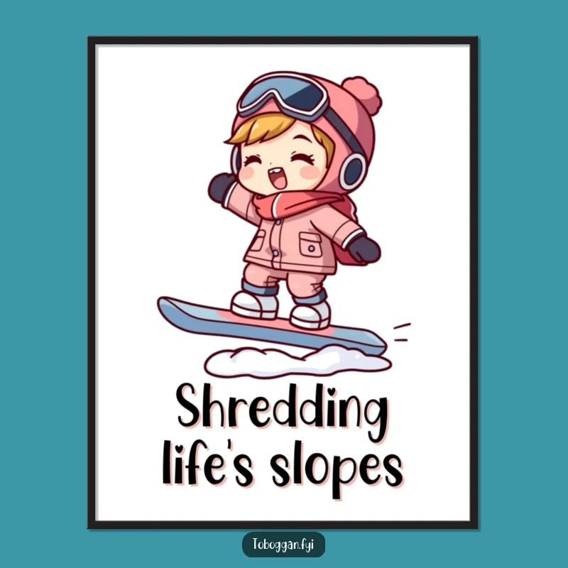 Funny Snowboarder Poster: Hilarious Character Balancing Art, Wall Decor Gift!