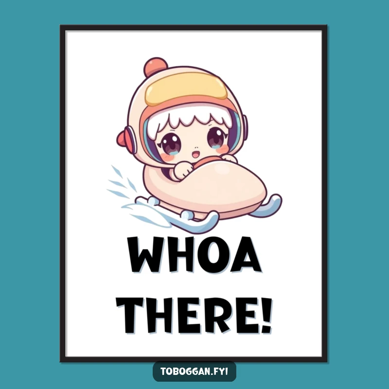 Funny Surprised Sledder Poster - Hilarious Winter Character Wall Art!