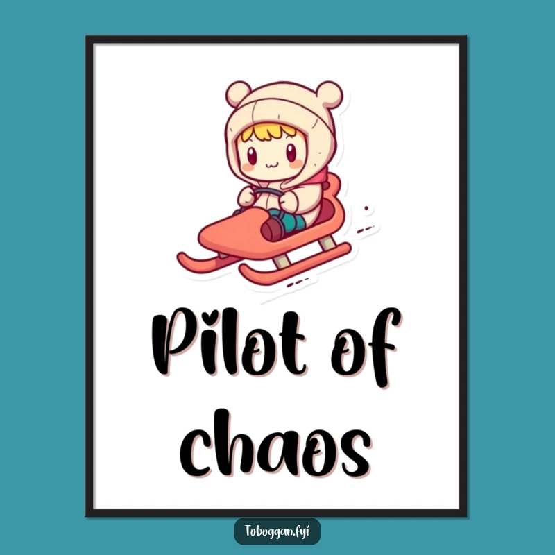 Funny Toboggan Navigator Poster: Comical Character's Wall Art