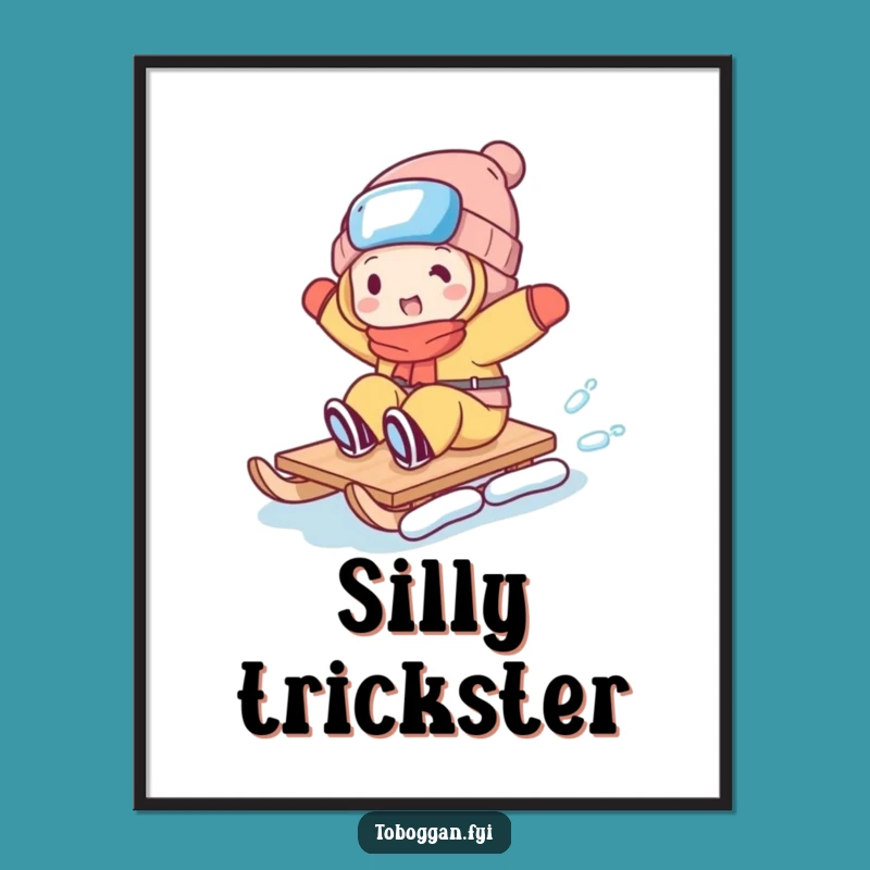 Funny Toboggan Trickster Poster - Hilarious Winter Character Wall Art!
