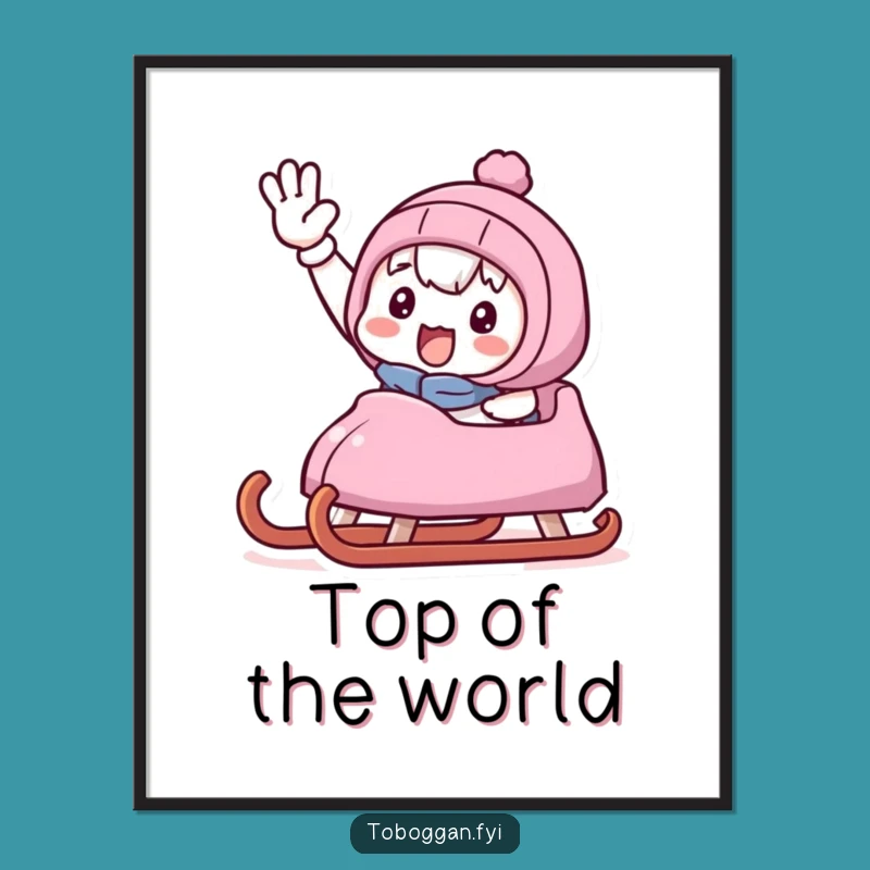 Funny Triumphant Sledder Poster: Wall Art Celebrating Fun Wins