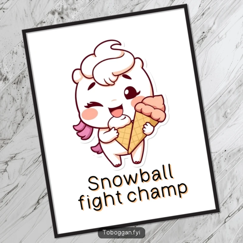 Funny character winking with a snowball, depicted as playful wall art for winter decoration.