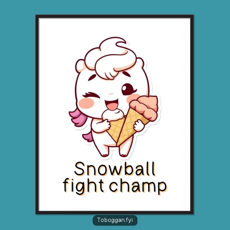 Funny Winking Snowball Poster: Bring Playful Winter Vibes to Your Walls, Great Funny Gift