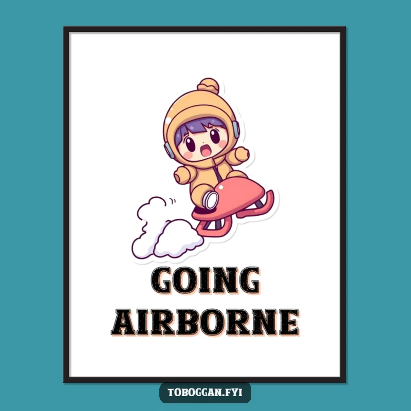 Funny Shocked Sledder Poster: Add a Jump Scare to Your Decor