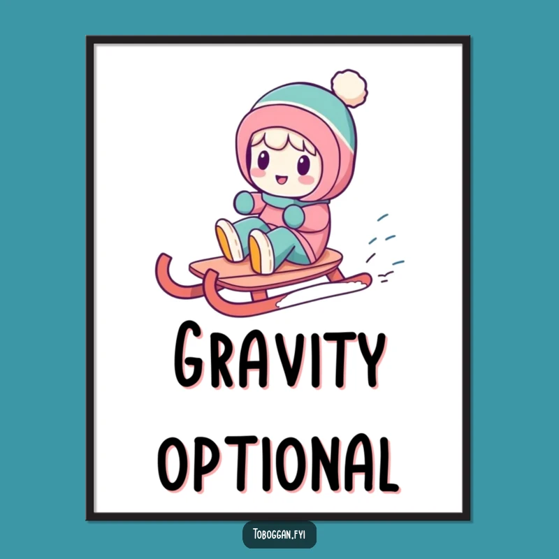 Inspirational Funny Sledding Character Poster: Brighten Your Walls with Laughter