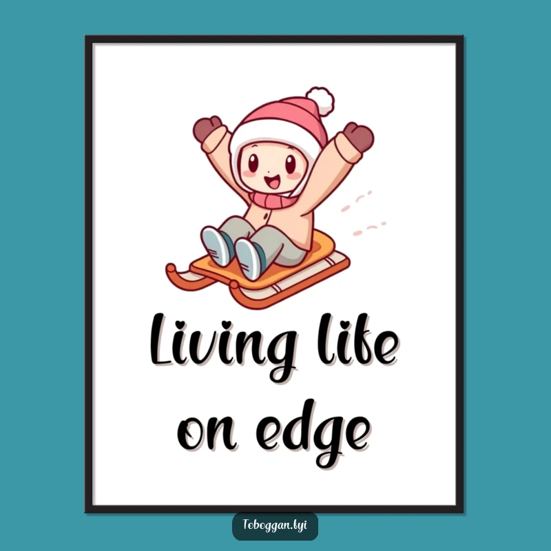 Funny Sledding Character Poster: Capture the Thrill of Winter Fun!