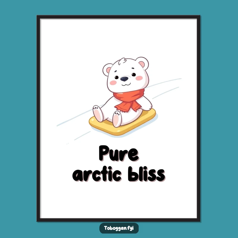 Funny Polar Bear Poster: Cheerful Winter Slide Arctic Art!