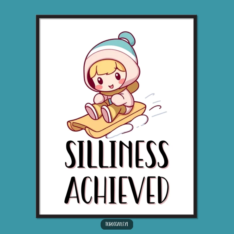 Funny Toboggan Trickster Poster: Whimsical Winter Character Art