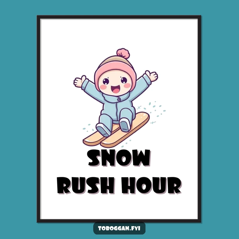 Funny Snowy Slope Surfer Poster: Bring Winter Vibes to Your Walls, Great Funny Gift