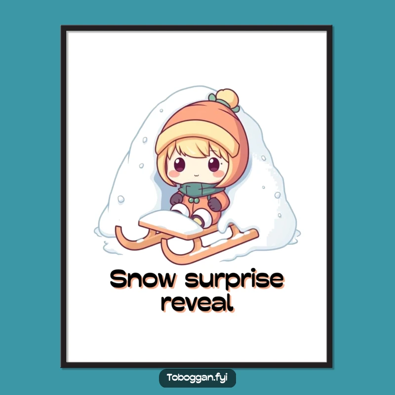 Funny Snow Surprise Poster - Winter Art Print, Hilarious Gift Decor