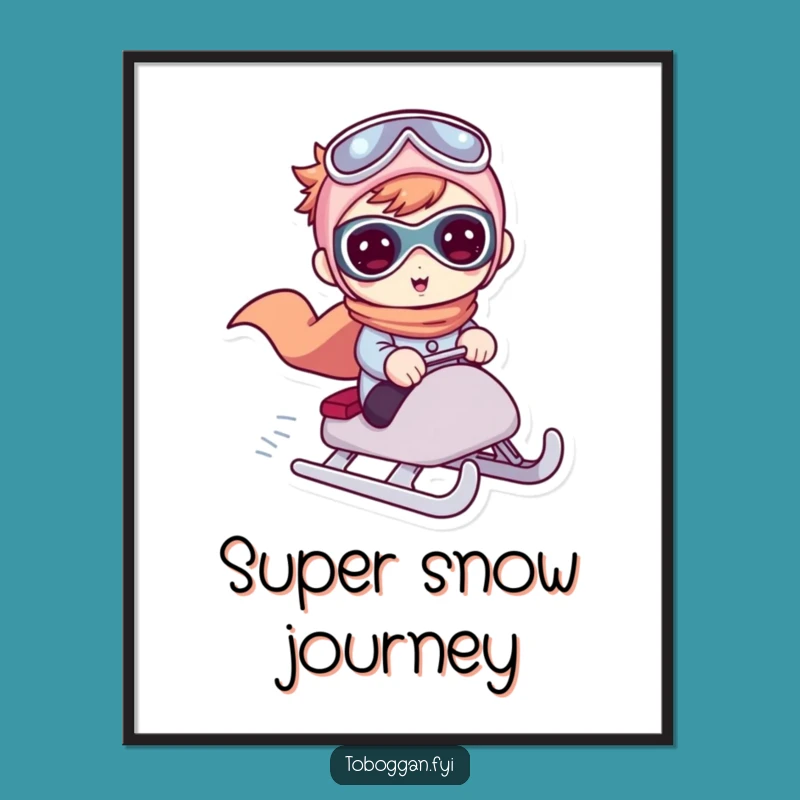 Funny Superhero Sledder Poster - Hilarious Winter Action Art Gift