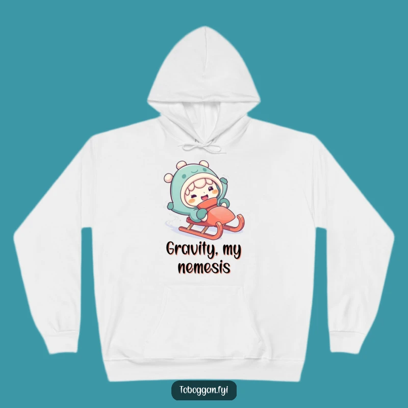 Funny Falling Off Sled Hoodie - Cozy Winter Fail Wear Gift