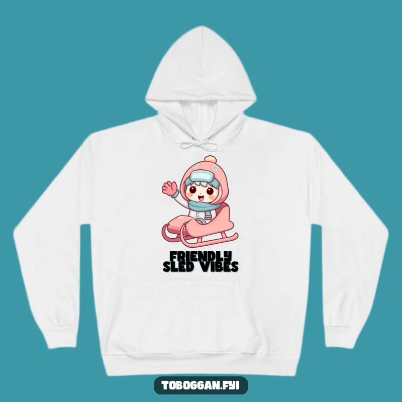 Funny Sledding Character Hoodie - Cozy Winter Cartoon Apparel, Unique Gift