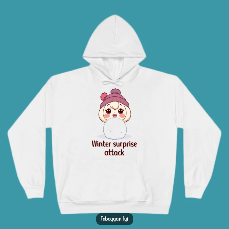 Funny Snowball Surprise Hoodie: Cozy Shocked Character Gift