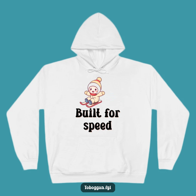 Funny Snowy Hill Zoom Hoodie: Cozy Character Sledding Adventure Gear