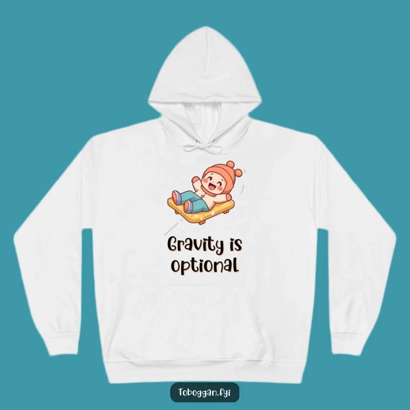 Funny Toboggan Tumble Hoodie: Cozy Character's Snowy Mishap Wear