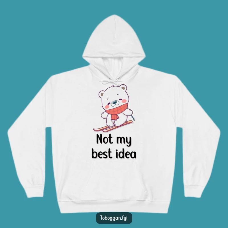 Cozy Funny Ski Bear Hoodie - Confused Polar Bear Winter Gift