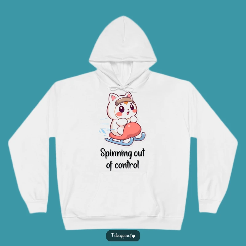 Cozy Funny Surprised Sledding Character Hoodie: Warm Winter Surprise Gift