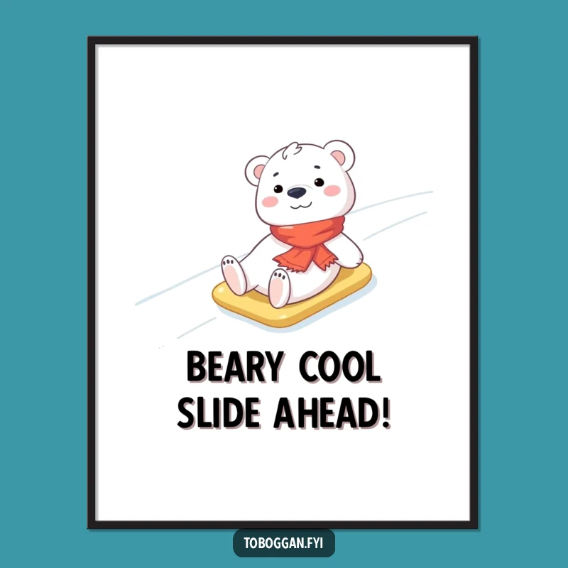 Free Printable Wall Art: Cheerful Polar Bear Cub Scarf Humorous Downloadable Decor
