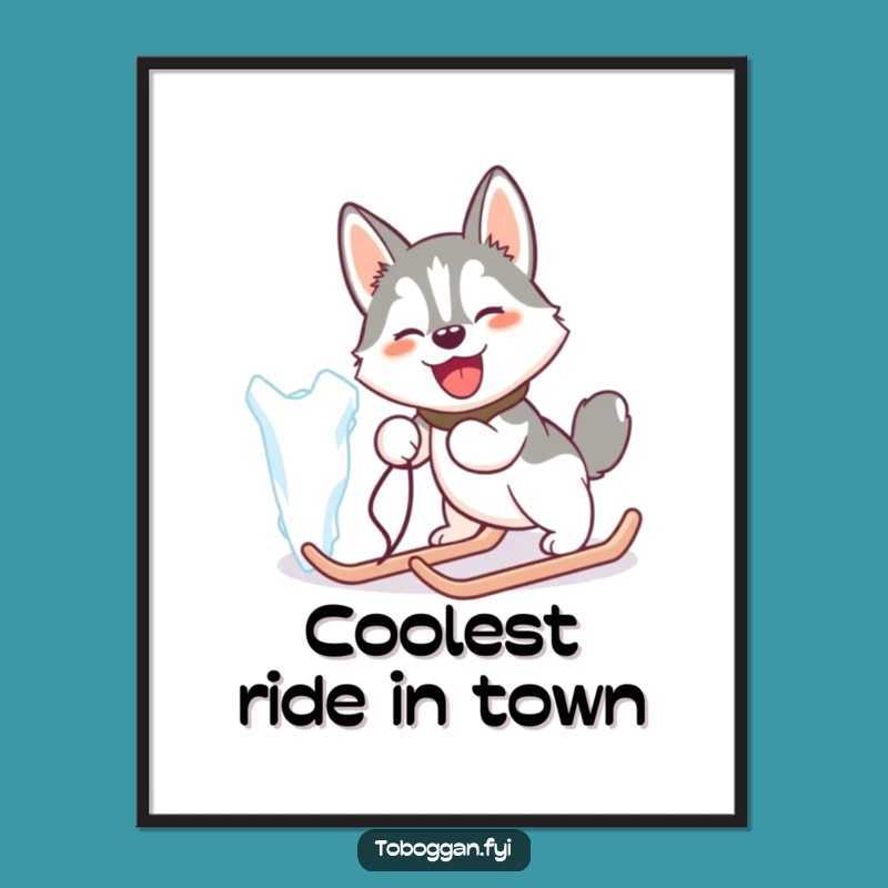 Funny Free Printable Wall Art: Husky Pulling Icicle Downloadable Decor for Laughs
