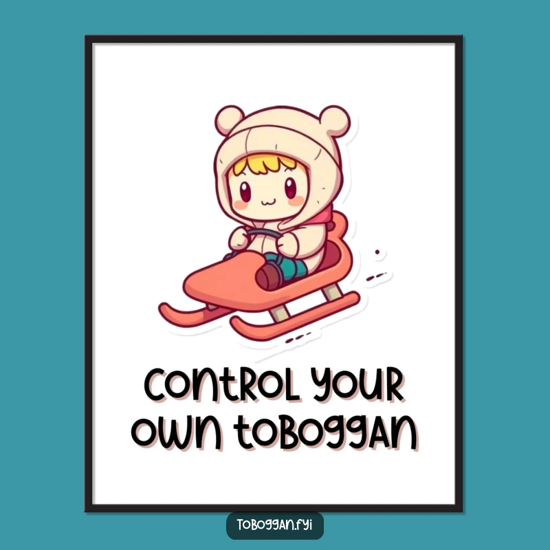 Free Printable Wall Art: Comical Toboggan Steering - Hilarious Downloadable Decor!