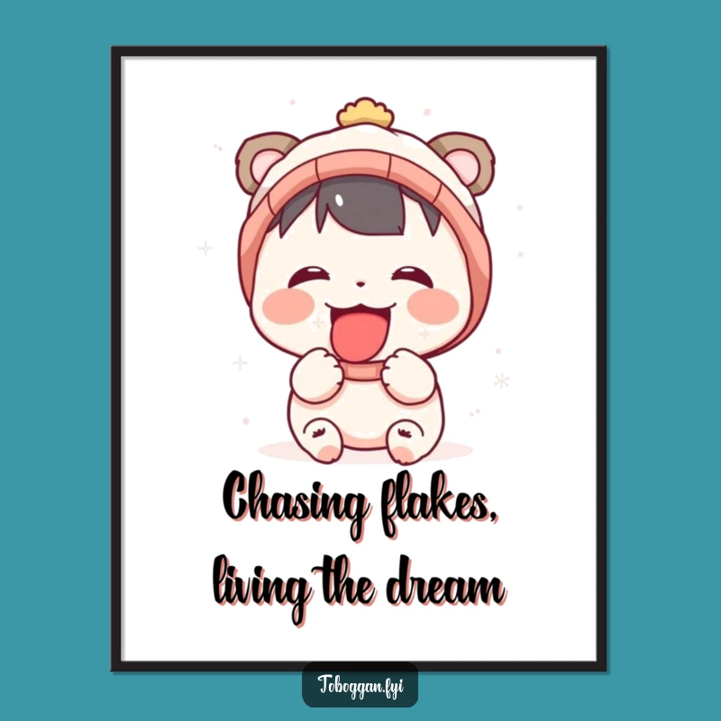 Free Printable Wall Art: Funny Snowflake Catcher, Charming Downloadable Decor for Cozy Spaces