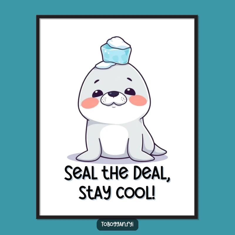 Free Printable Wall Art: Mischievous Seal Icicle Balance Humorous Downloadable Decor