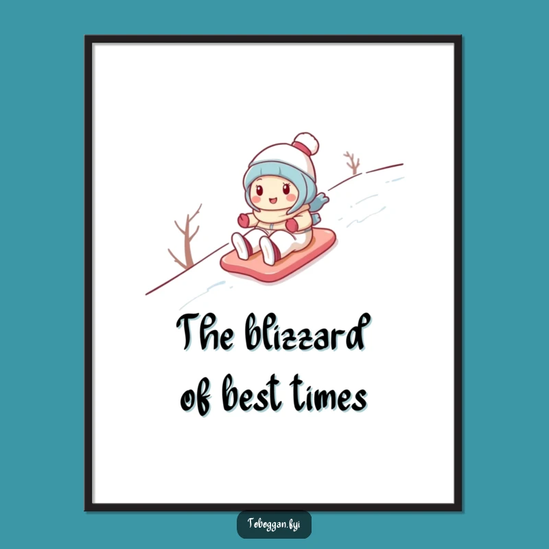 Free Printable Wall Art: Snowy Hill Slide! Cute Character Downloadable Decor for Fun Spaces