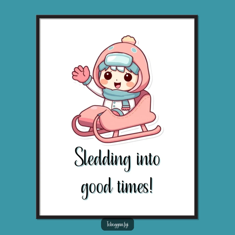 Friendly Sled Wave Art: Free Printable Downloadable Wall Decor