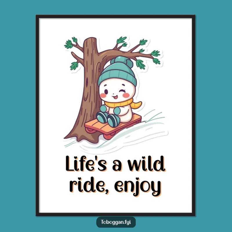 Funny Free Printable Wall Art: Cheeky Toboggan Ride, Downloadable Decor Gift