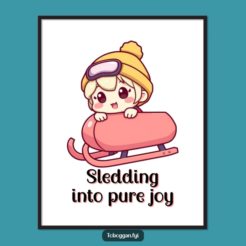 Funny Free Printable Wall Art: Excited Sled Peek Character