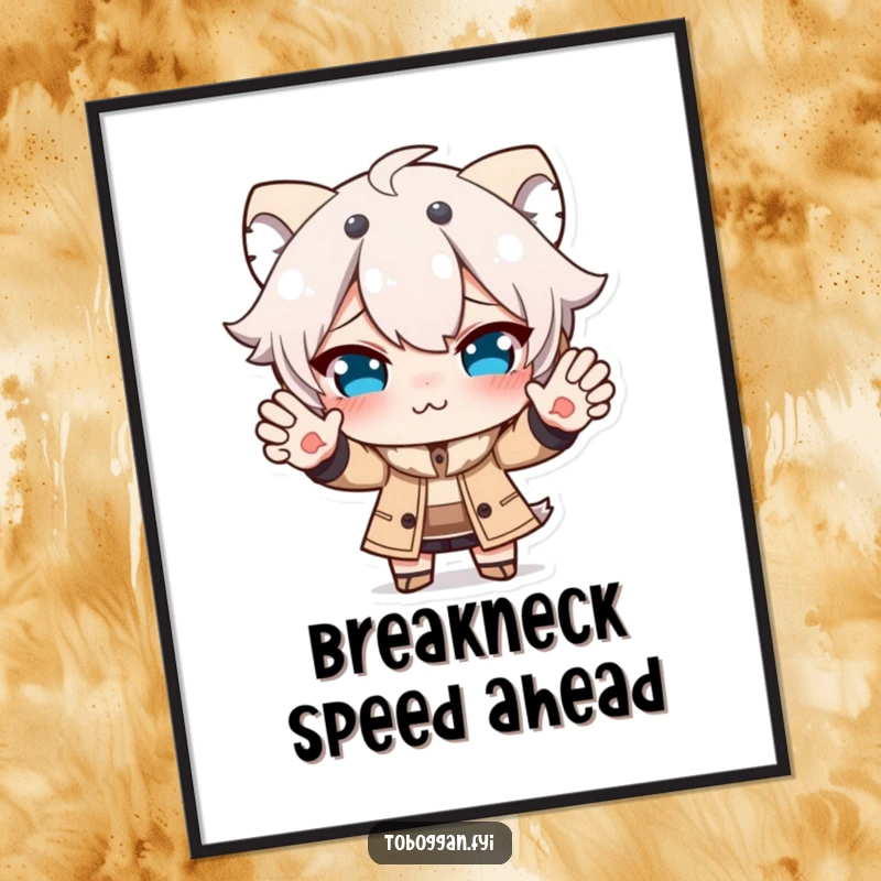 Funny free printable wall art: a character making a comical face while attempting to stop, capturing a moment of hilarious effort.