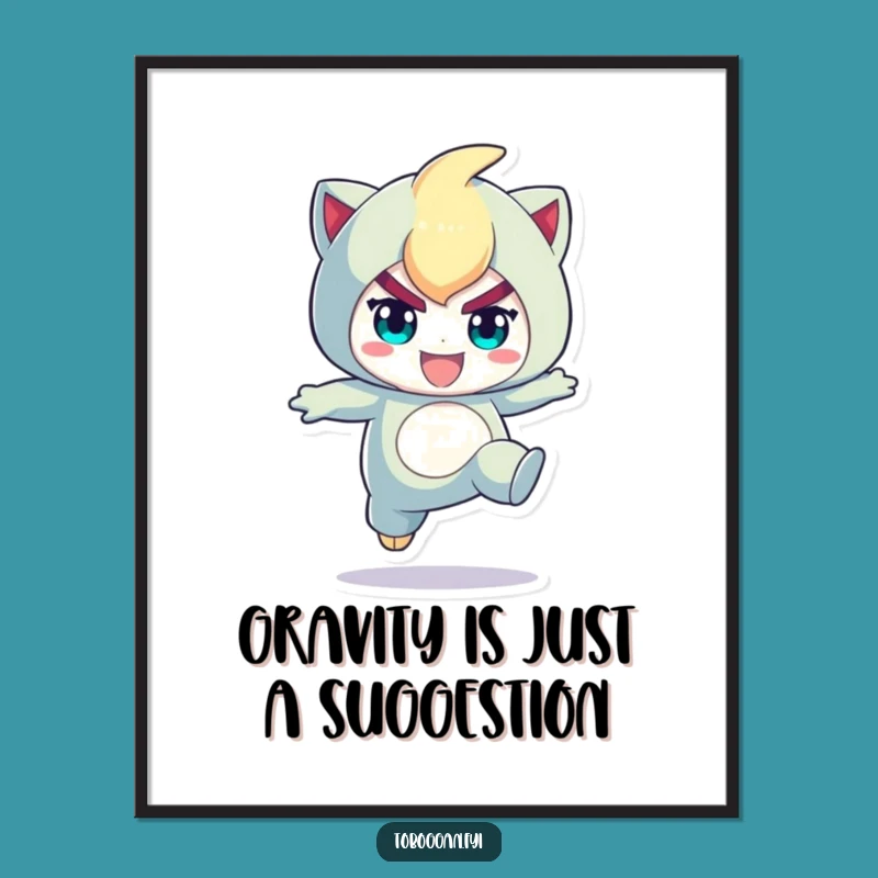 Funny Free Printable Wall Art: Jumping Character, Determined Spirit, Downloadable Decor